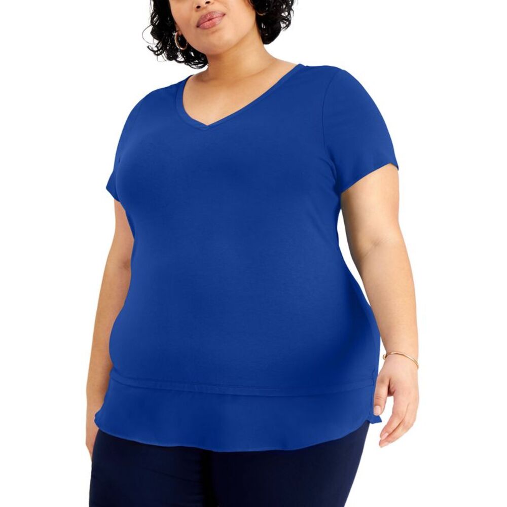 JM Collection Plus Size Layered Hem Top